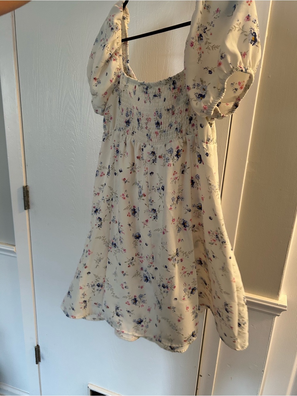 No Boundaries Cream Floral Puff-Sleeve Mini Dress